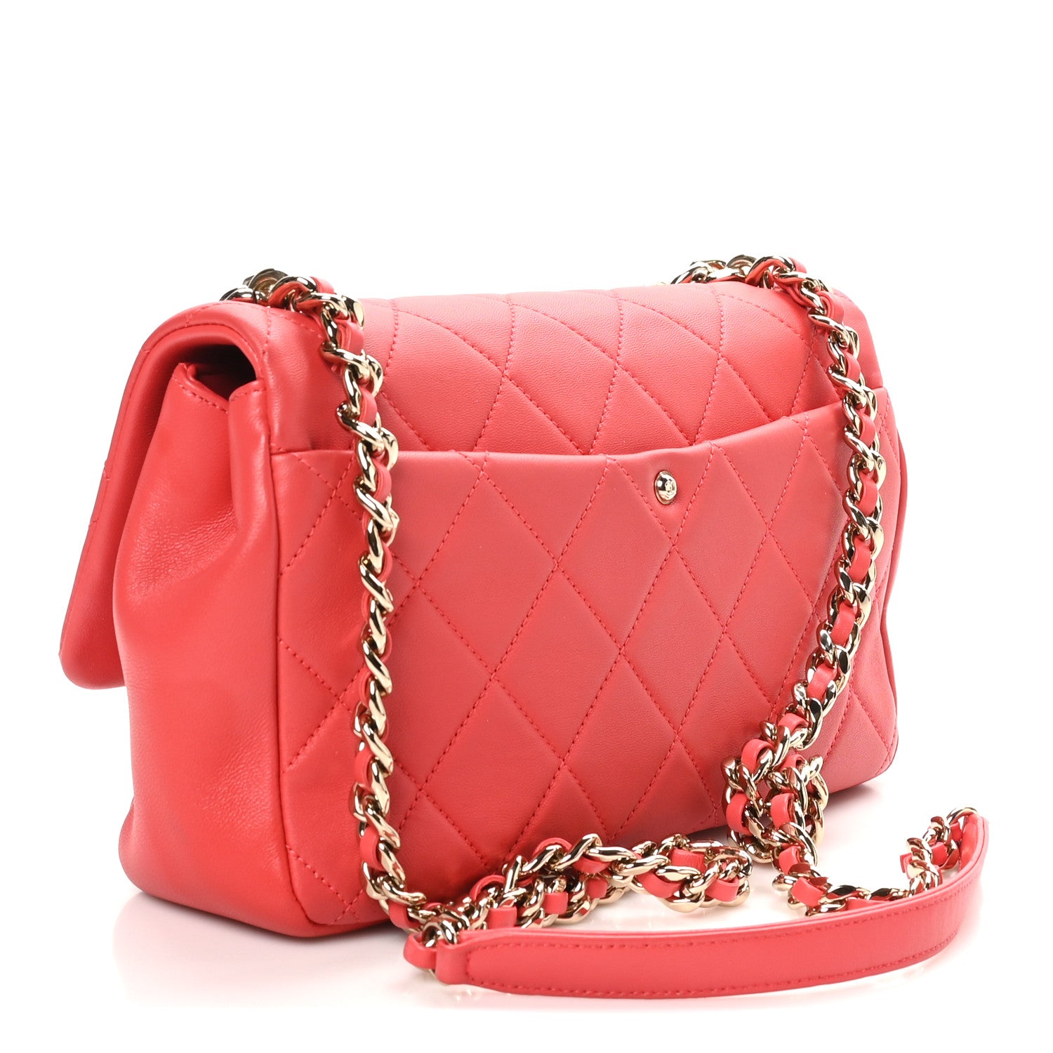 Chanel Lambskin Quilted Resin Bi-Color Chain Flap Bag Red 3 of 10