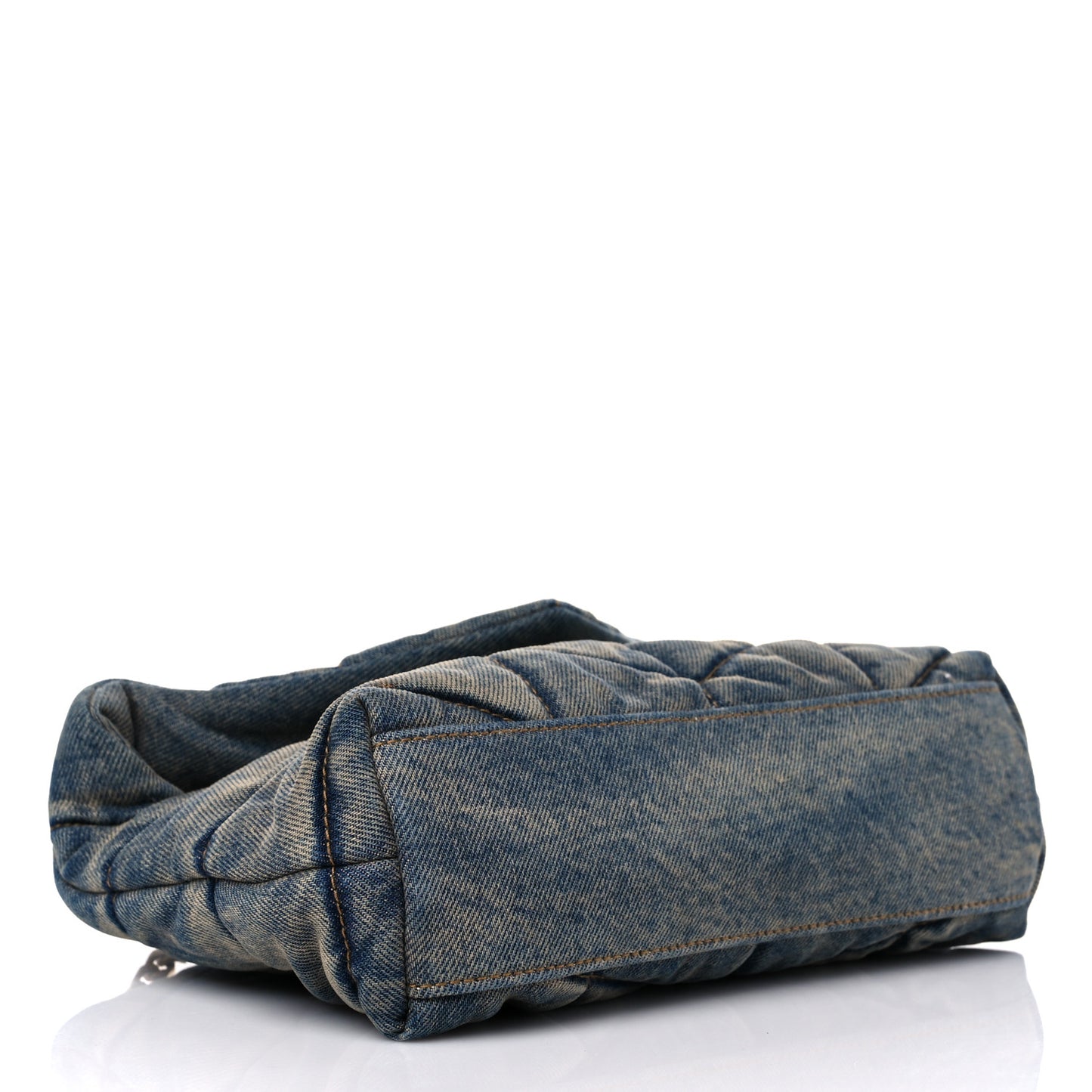 Denim Quilted Toy Loulou Puffer Monogram Chain Satchel Blue Cinnamon