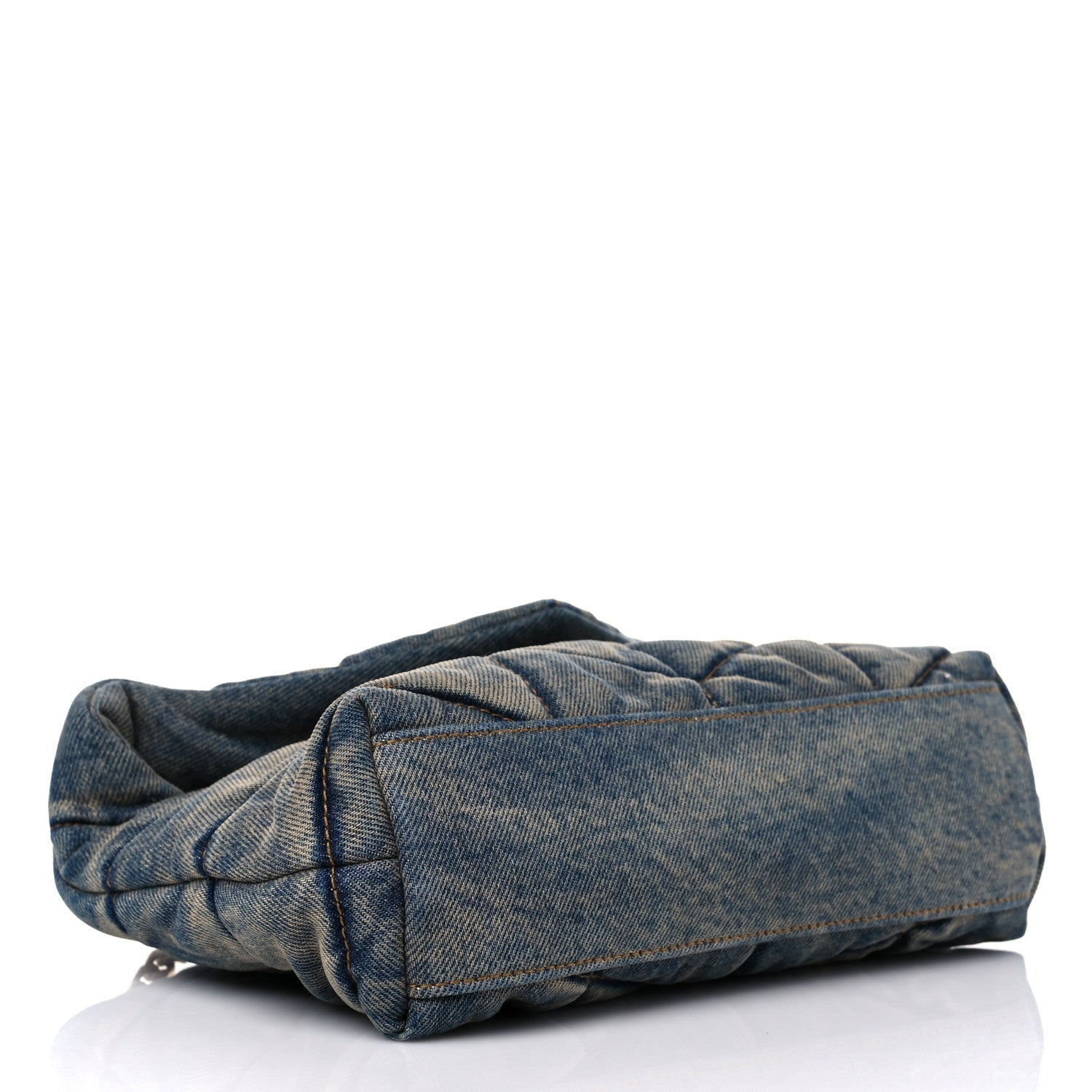 Saint Laurent Denim Quilted Toy Loulou Puffer Monogram Chain Satchel Blue Cinnamon 4 of 12
