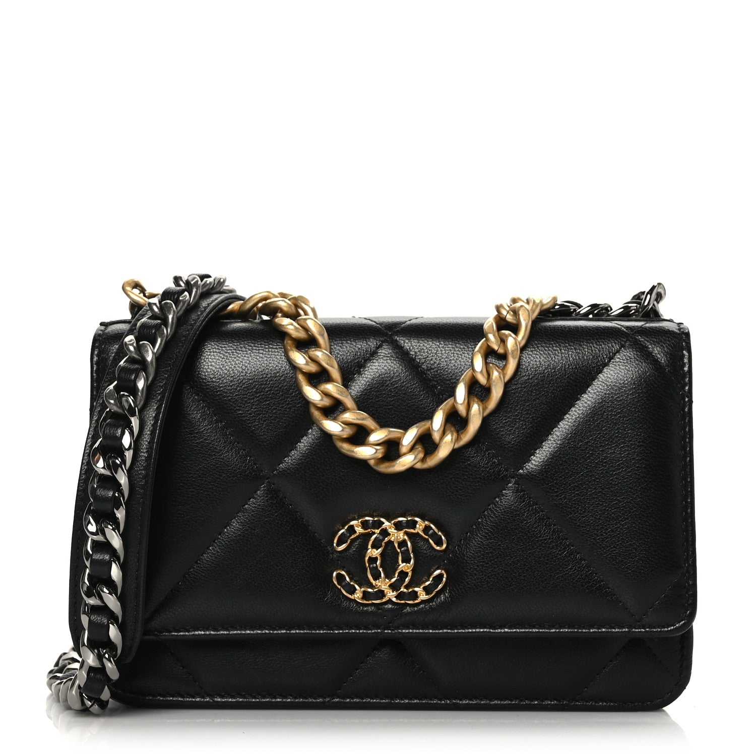 Chanel Lambskin Quilted Chanel 19 Wallet On Chain WOC Black 1 of 9