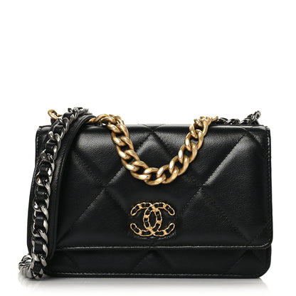 Chanel Lambskin Quilted Chanel 19 Wallet On Chain WOC Black 1 of 9