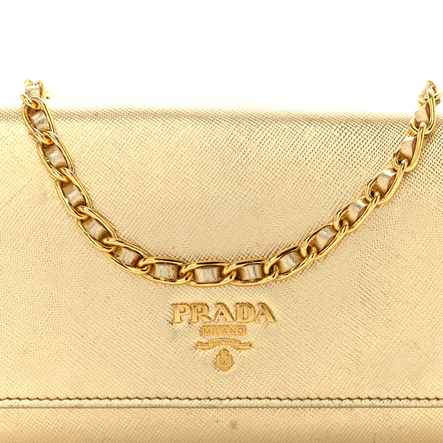 Prada Metallic Saffiano Wallet On Chain Platino 9 of 21