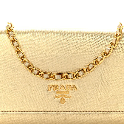 Prada Metallic Saffiano Wallet On Chain Platino 9 of 21