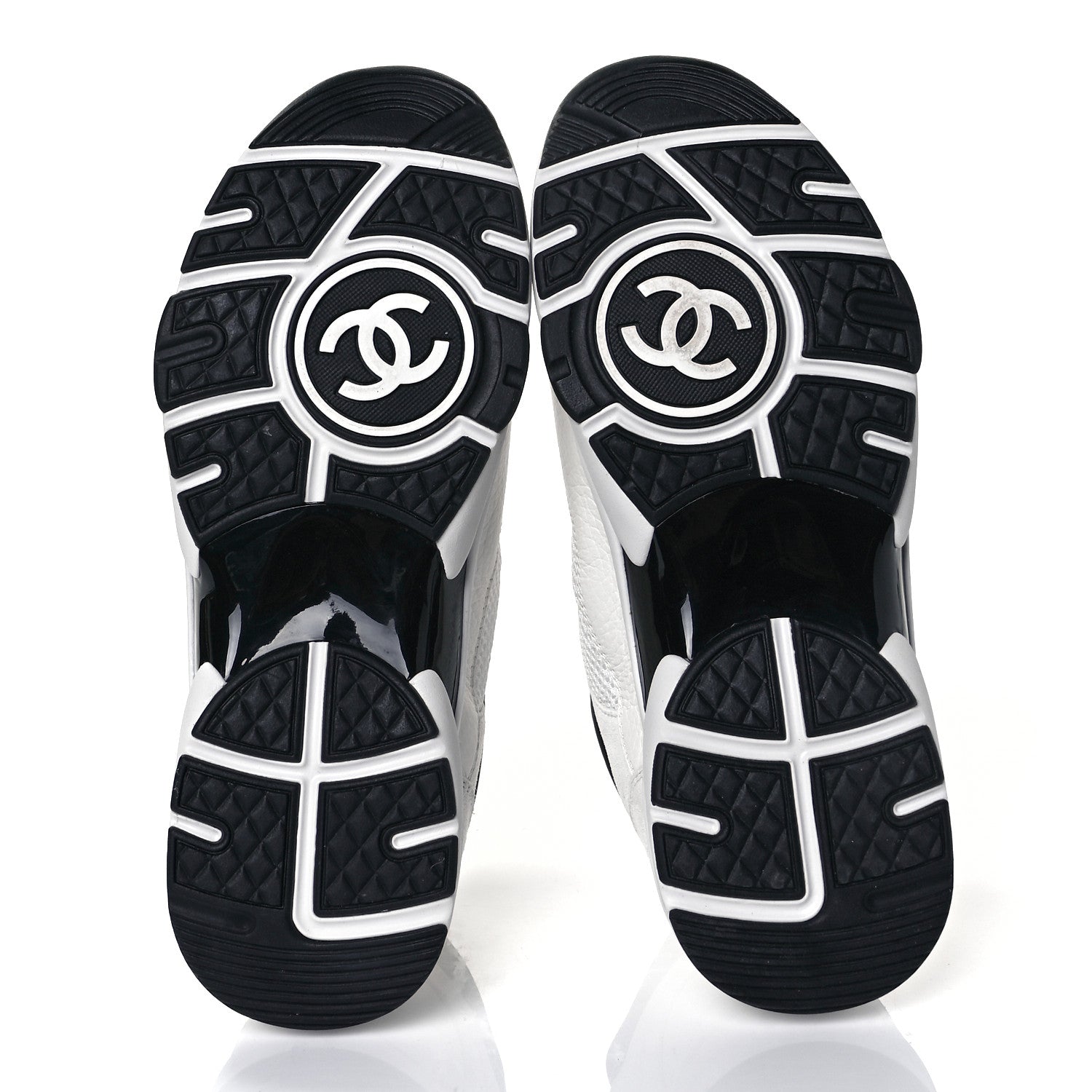 Chanel Mesh Suede Calfskin Grained Calfskin Womens CC Sneakers 39 White Black 5 of 8