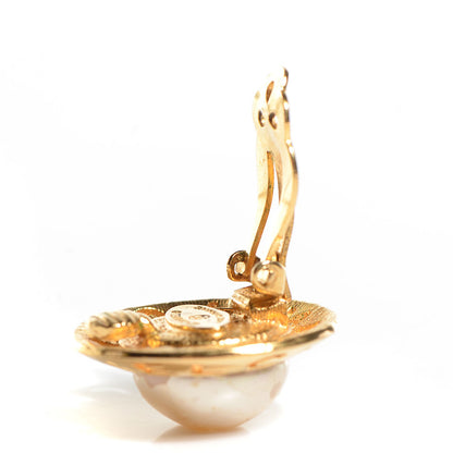 Chanel Pearl Clip On Earrings Gold 2 of 5