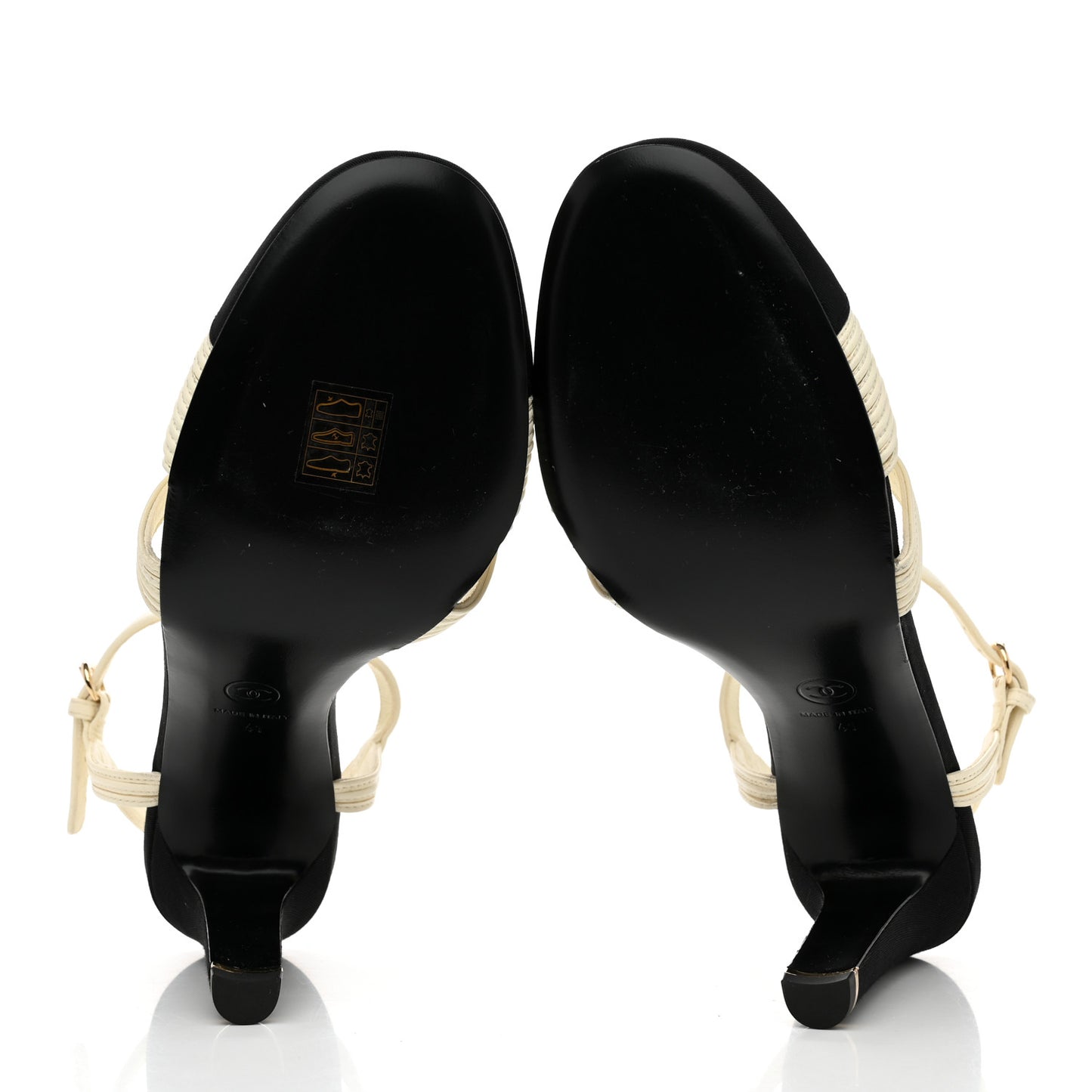 Lambskin Grosgrain Pearl CC Cap Toe Slingback Sandals 41 Ivory Black