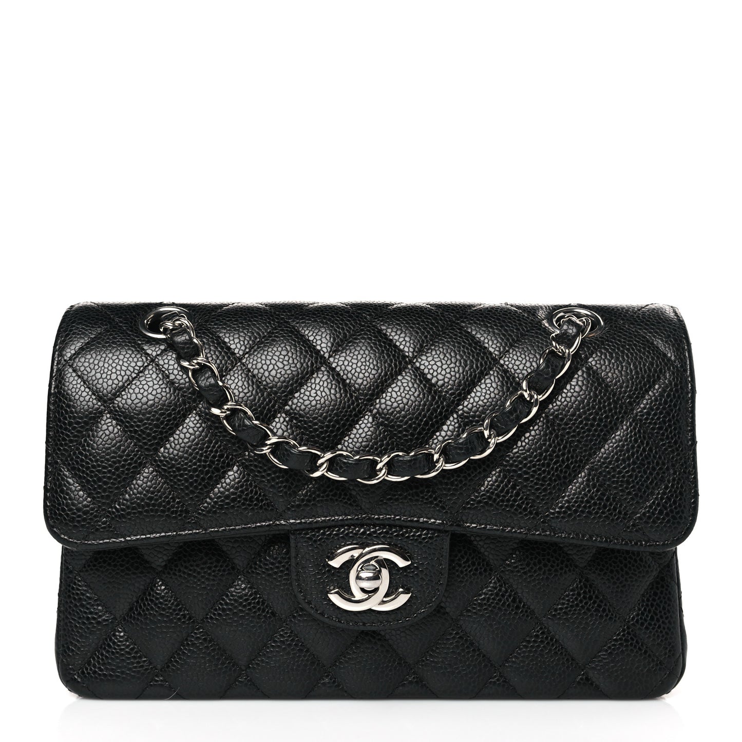 Caviar Quilted Small Double Flap Black