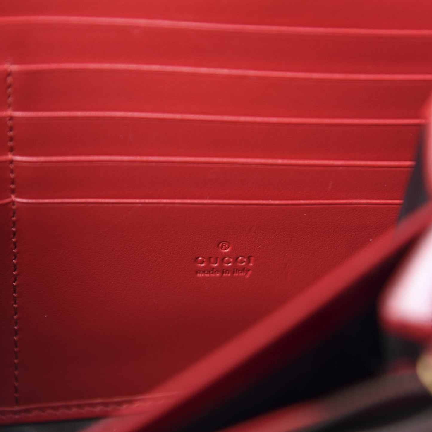 Calfskin Matelasse GG Marmont Chain Wallet Hibiscus Red