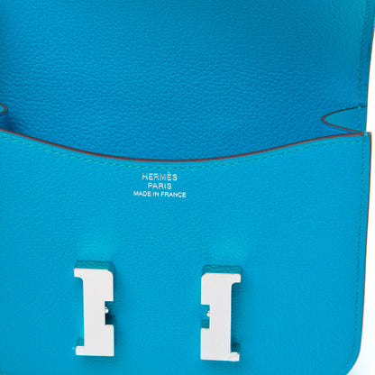 Hermes Evercolor Bi-Color Constance Slim Wallet Bleu Frida Rose Mexico 7 of 9