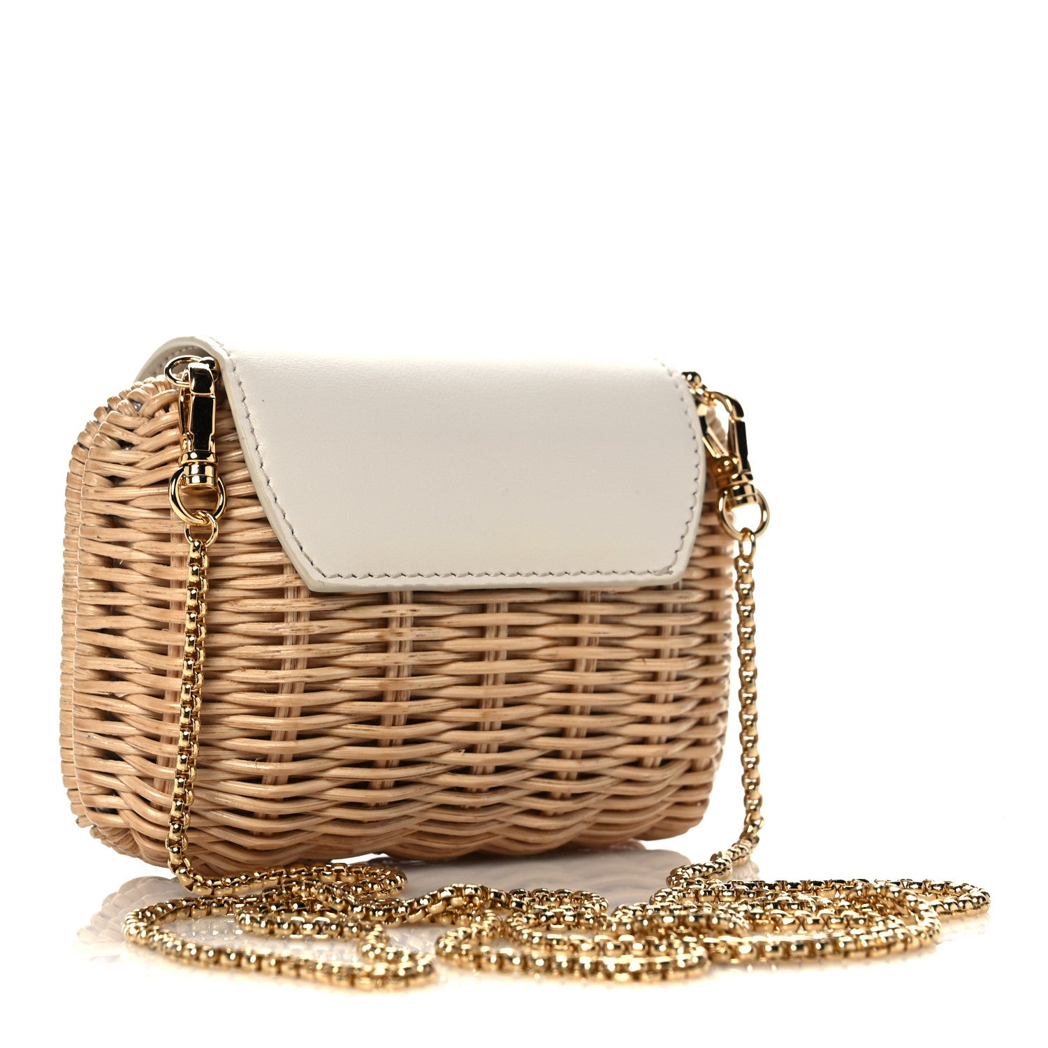 Prada Wicker Calfskin Mini Pouch Naturale White 2 of 8