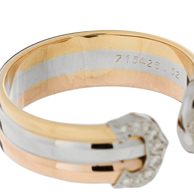 Cartier 18K Pink Yellow White Gold Diamond C De Cartier Ring 52 6 4 of 5