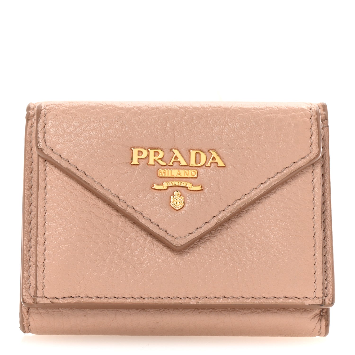 Prada Vitello Grain Small Tri-Fold Wallet Cipria 1 of 6