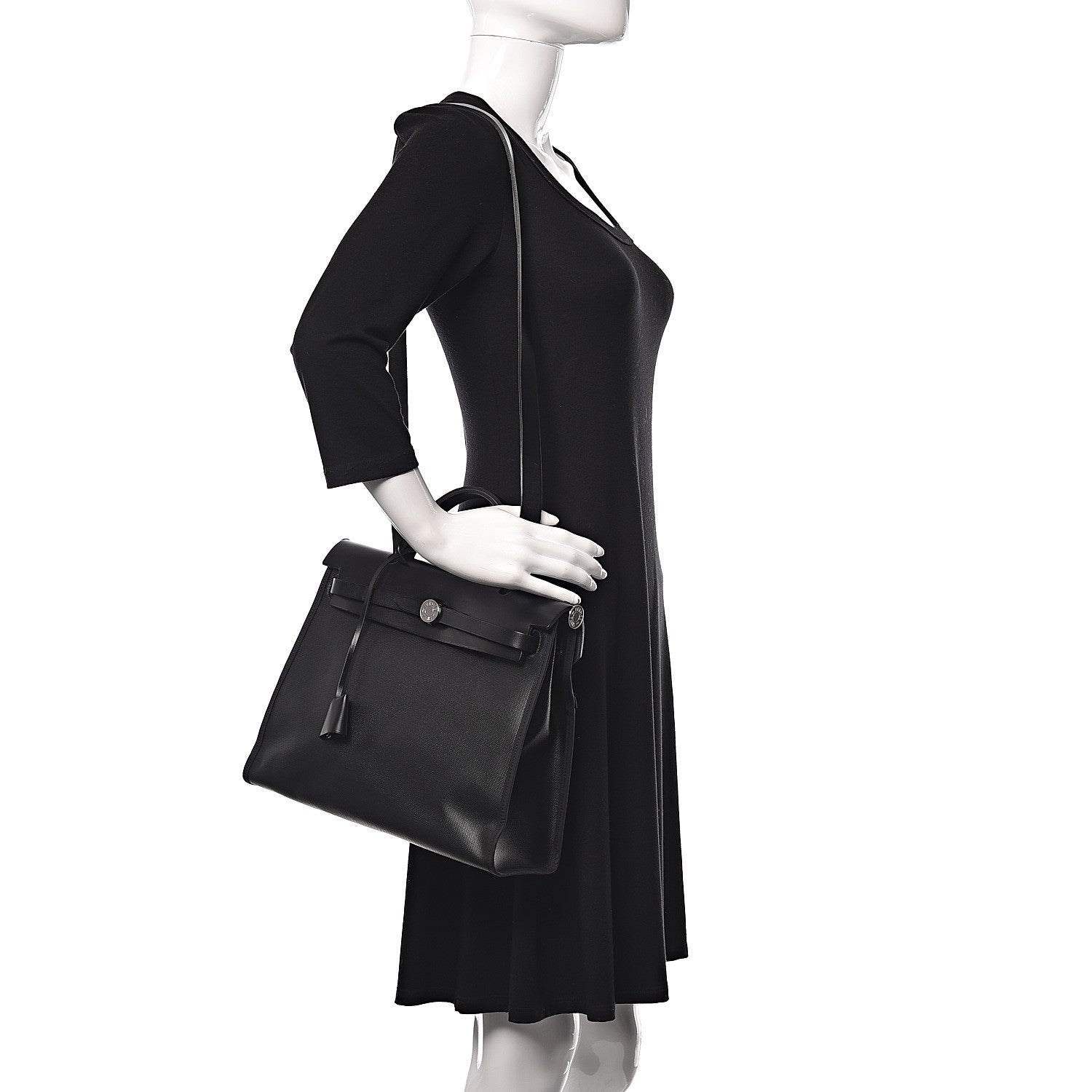 Hermes Toile H Berline Vache Hunter Herbag Zip PM 31 Black Ecru 2 of 18