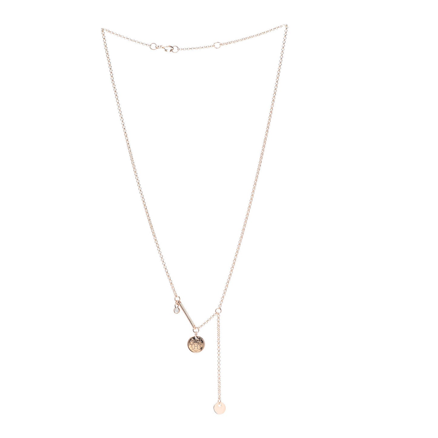 18K Rose Gold Diamond TPM Ex-Libris Pendant Necklace