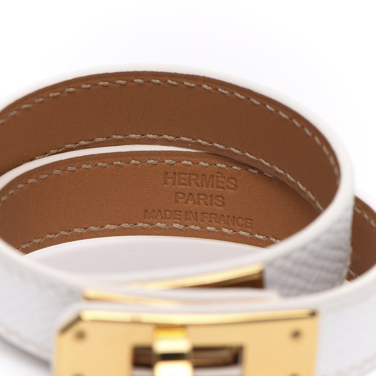 Epsom Kelly Double Tour Bracelet XS White