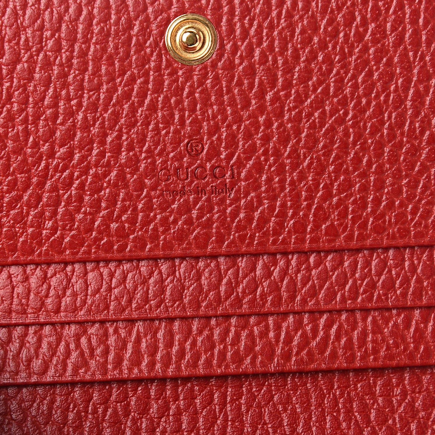 Gucci Pebbled Calfskin GG Marmont Card Case Hibiscus Red 4 of 5