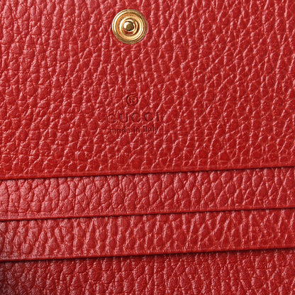 Gucci Pebbled Calfskin GG Marmont Card Case Hibiscus Red 4 of 5