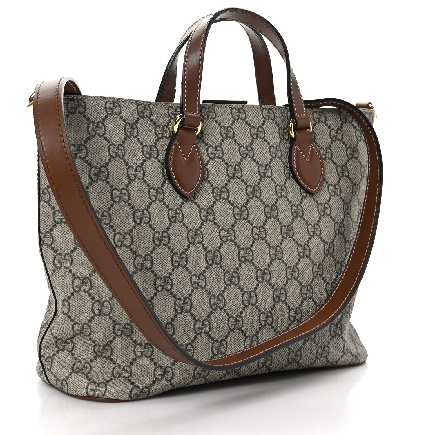 Gucci Soft GG Supreme Monogram Small Crossbody Tote Beige Cuir 3 of 9