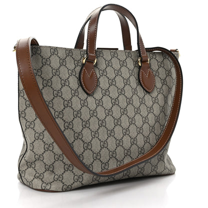Gucci Soft GG Supreme Monogram Small Crossbody Tote Beige Cuir 3 of 9