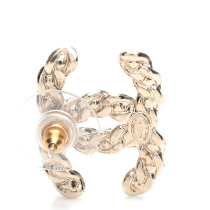 Chanel Crystal Pearls Coronation CC Earrings Gold 4 of 4