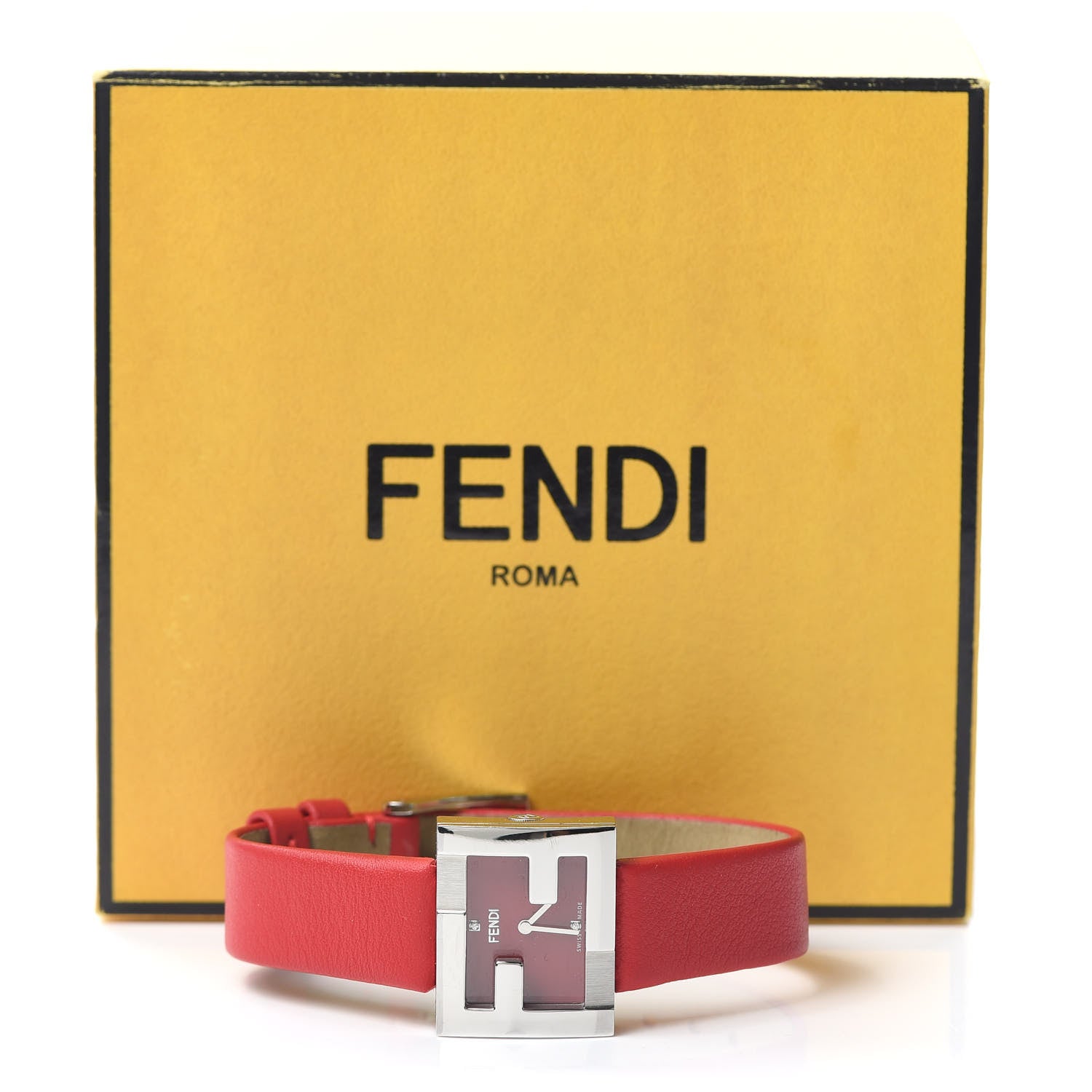 Fendi Stainless Steel Calfskin Diamond 24mm FendiMania Quartz Watch Red 7 of 7