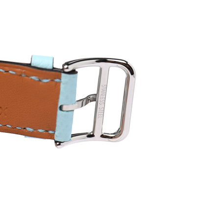 Hermes Epsom 38mm Apple Watch Double Tour Band Bleu Paon 8 of 10