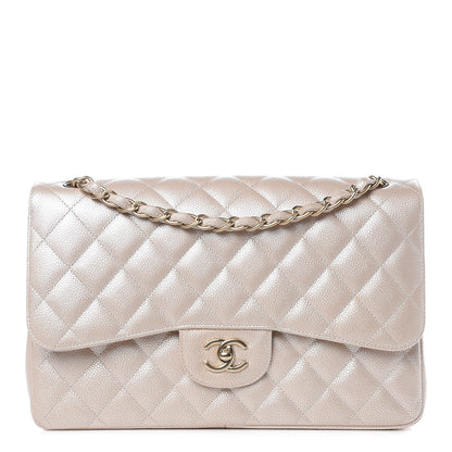 Chanel Pearly Caviar Quilted Jumbo Double Flap Light Beige 1 of 15
