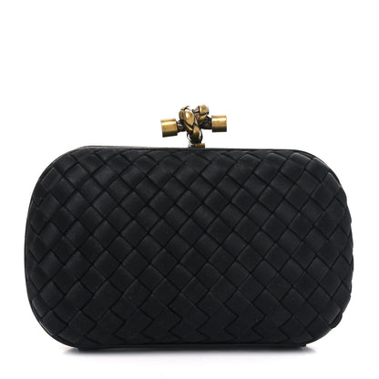 Bottega Veneta Satin Intreccio Impero Knot Clutch Black 1 of 8