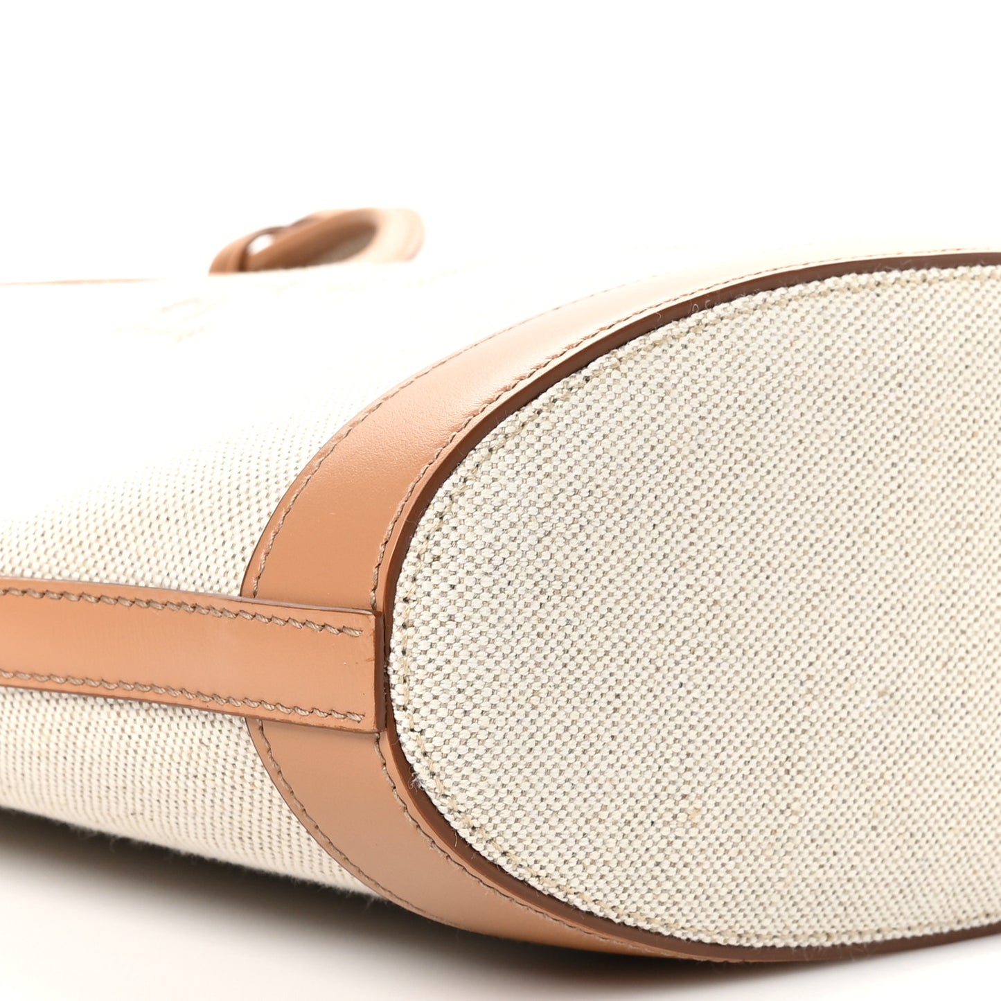 Linen Vitello Mini Logo Buckle Bag Natural