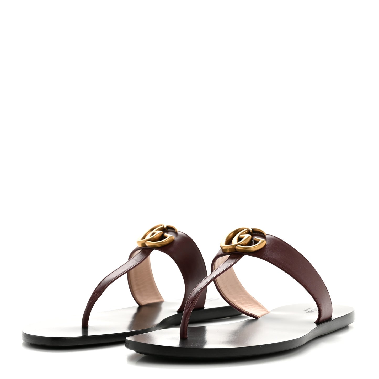 Calfskin GG Marmont Thong Sandals 40 Vintage Bordeaux
