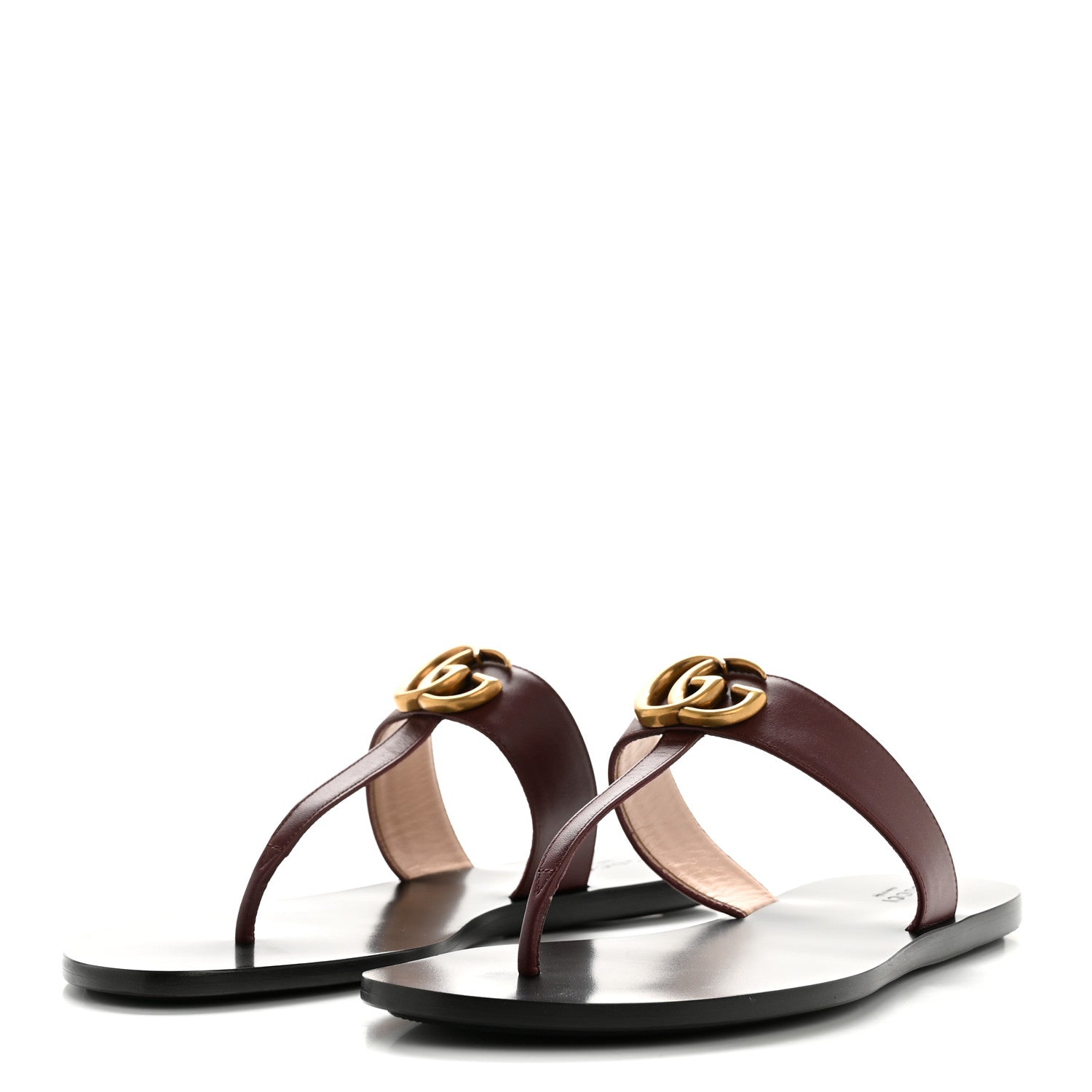 Gucci Calfskin GG Marmont Thong Sandals 40 Vintage Bordeaux 4 of 11
