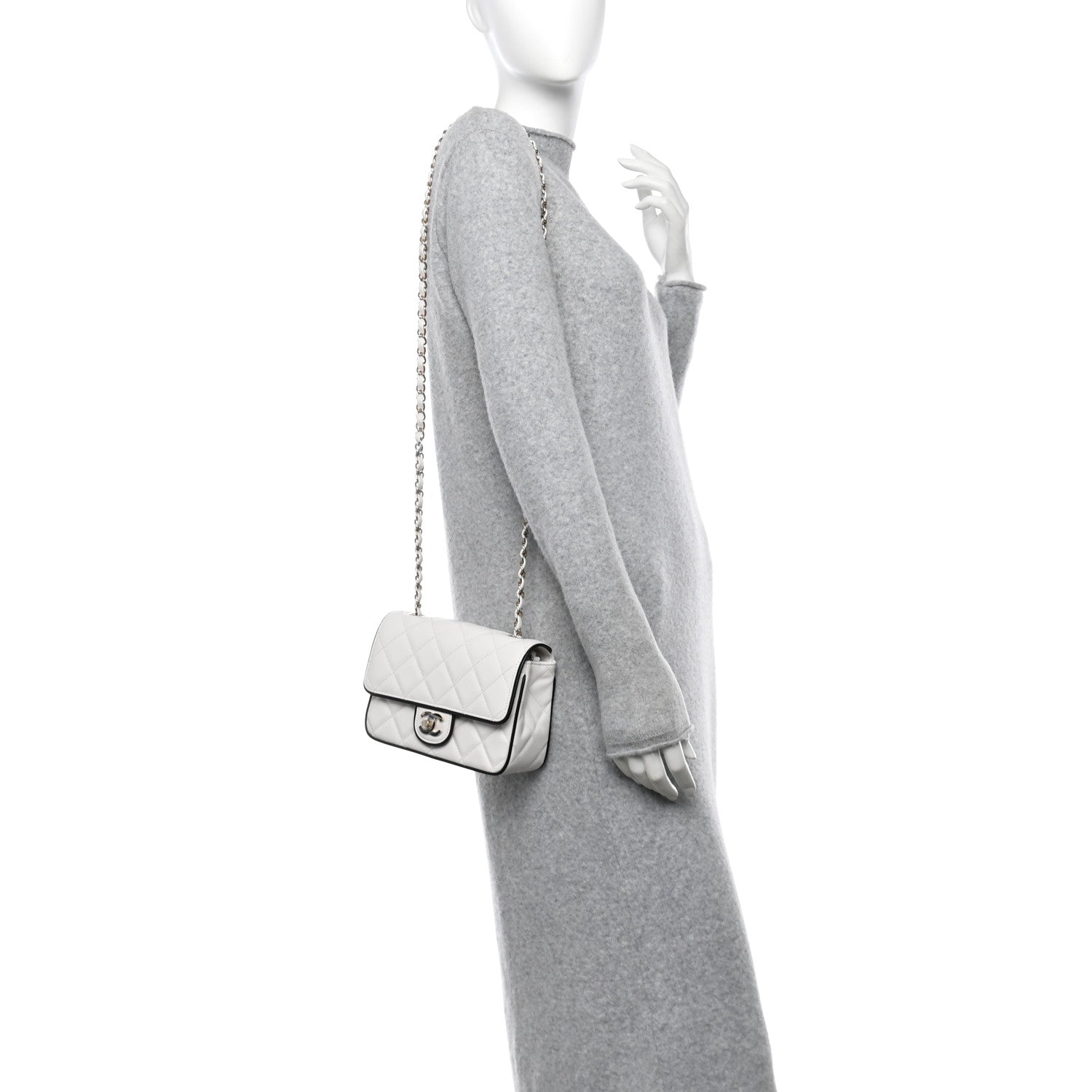 Chanel Lambskin Quilted Resin CC Mini Flap Bag White Black 3 of 10