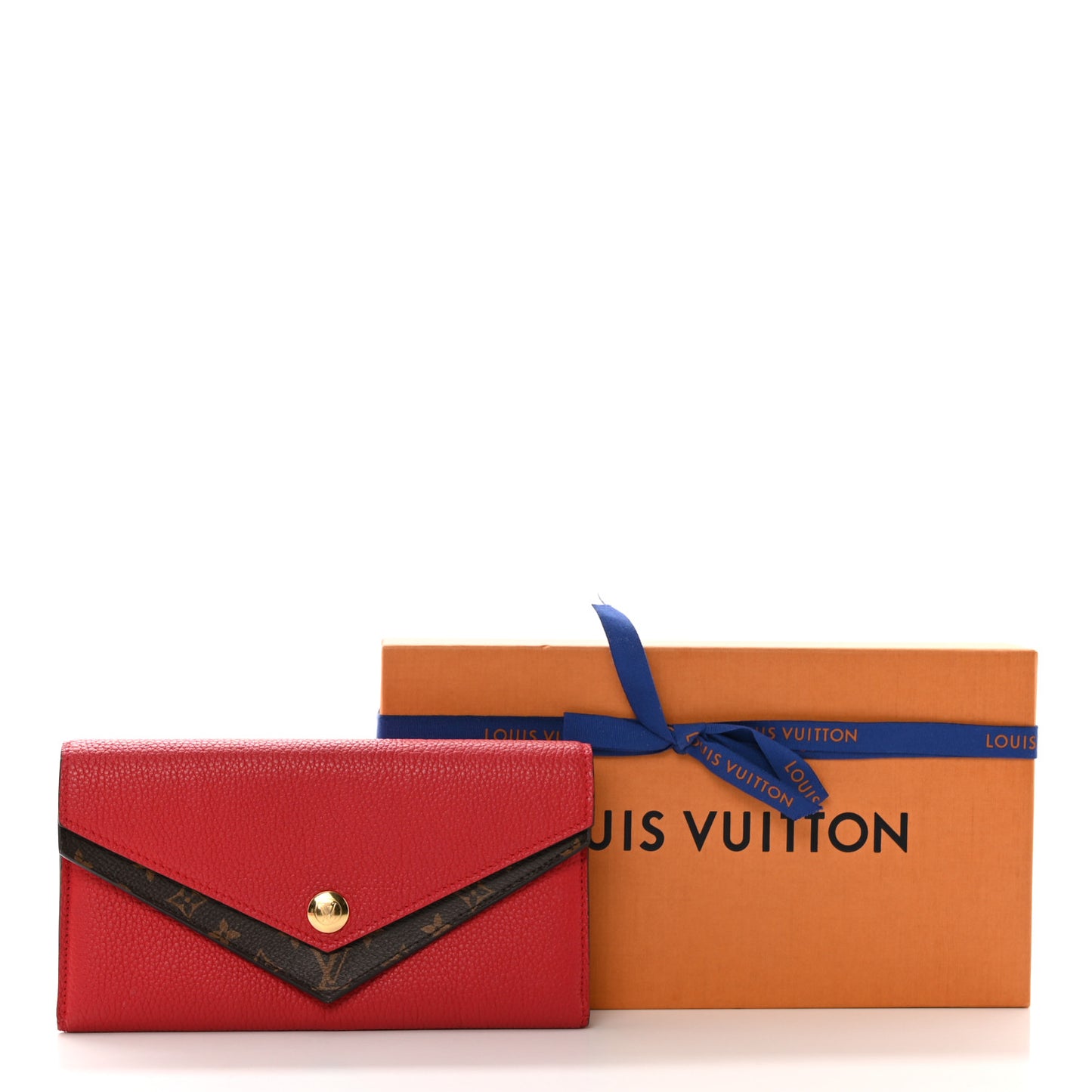 Calfskin Double V Wallet Rubis