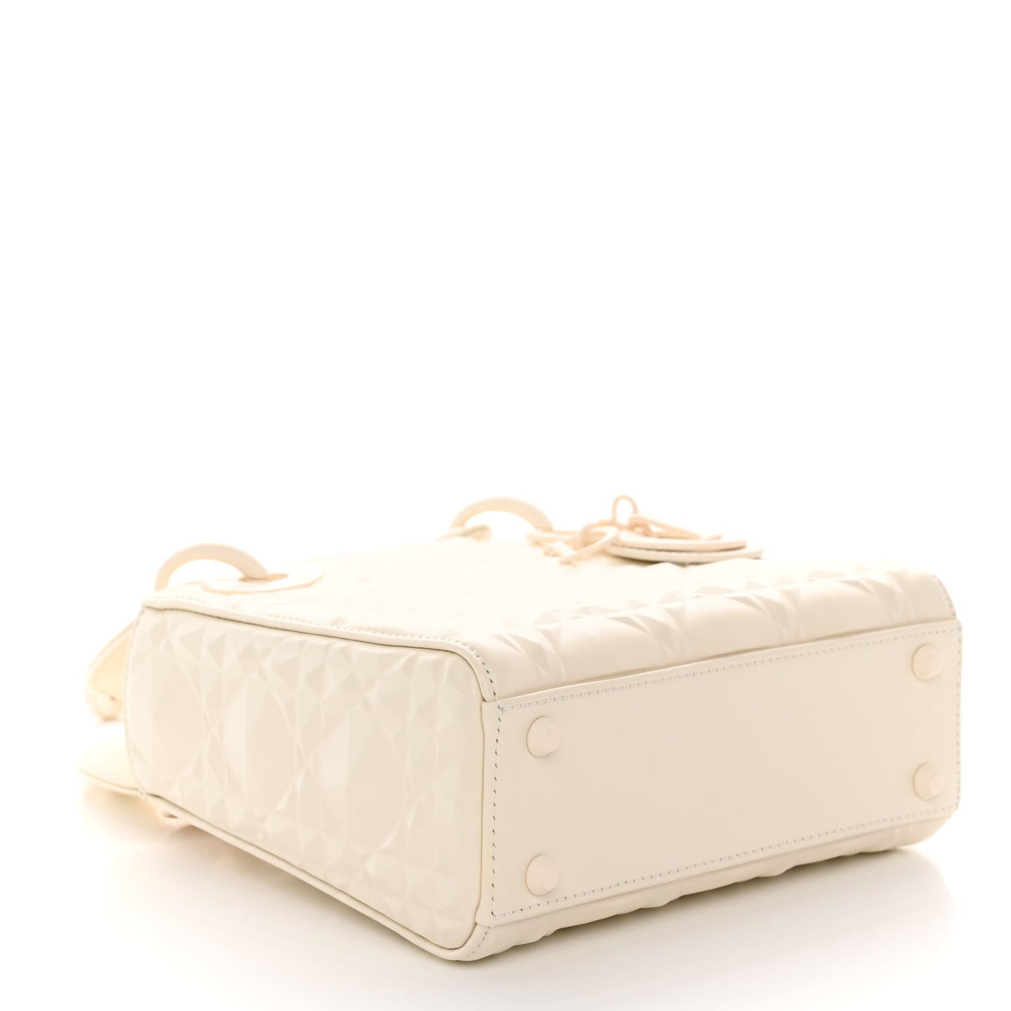 Calfskin Cannage Diamond Mini Lady Dior White