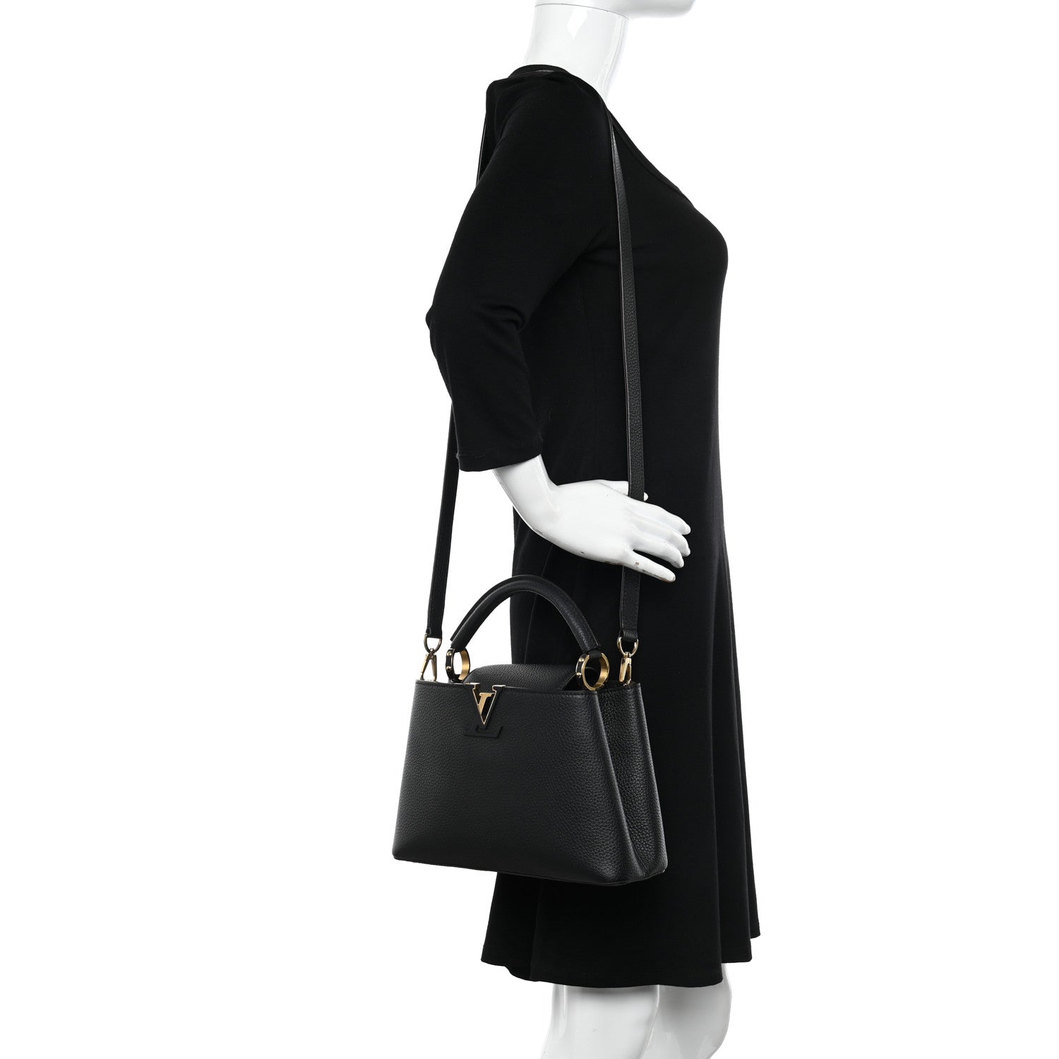 Louis Vuitton Taurillon Capucines BB Black 2 of 9