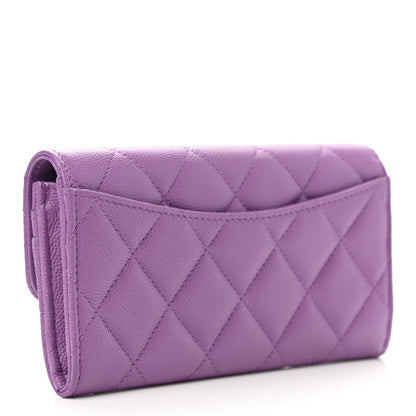 Chanel Caviar Quilted Medium Gusset Flap Wallet Purple 3 of 9