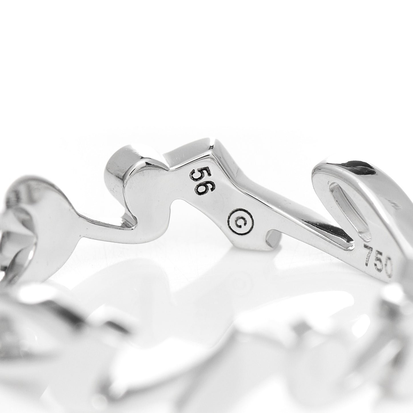 18K White Gold Signature Ring 56 7.75