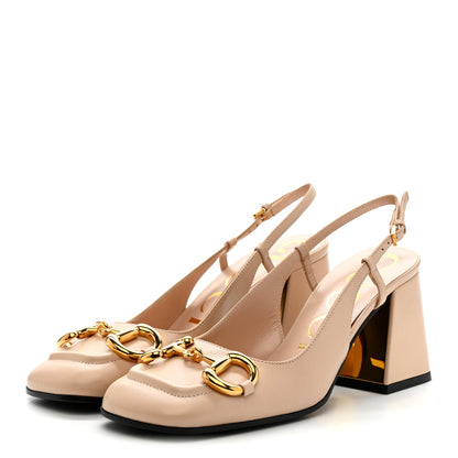 Gucci Malaga Kid Horsebit 75mm Slingback Pumps 35.5 Skin Rose 4 of 9