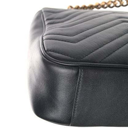 Gucci Calfskin Matelasse Medium GG Marmont Shoulder Bag Black 11 of 14