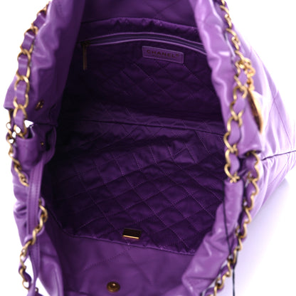 Chanel Shiny Calfskin Quilted Chanel 22 Drawstring Bag Purple 6 of 12
