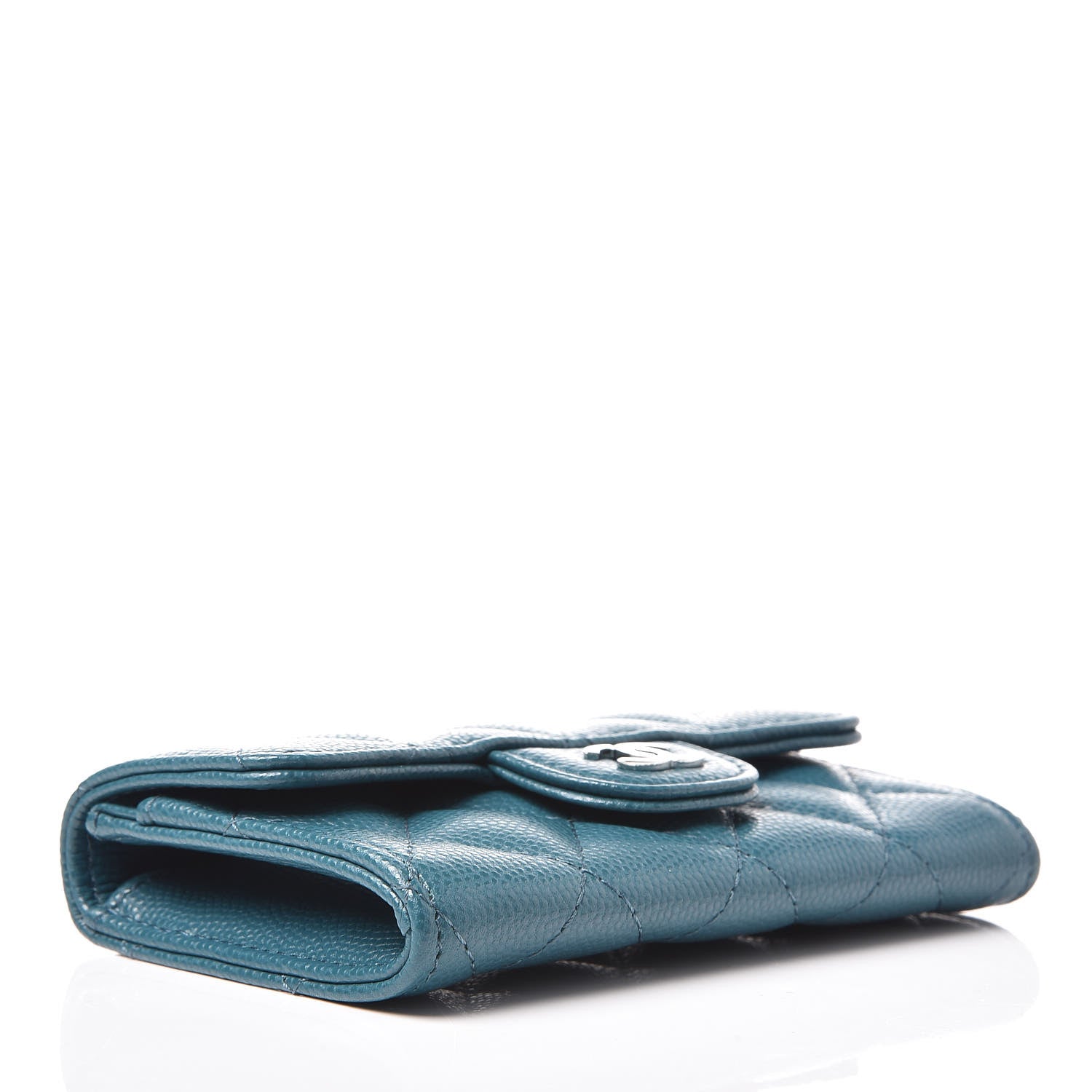 Chanel Caviar Quilted Flap Card Holder Dark Turquoise 4 of 10