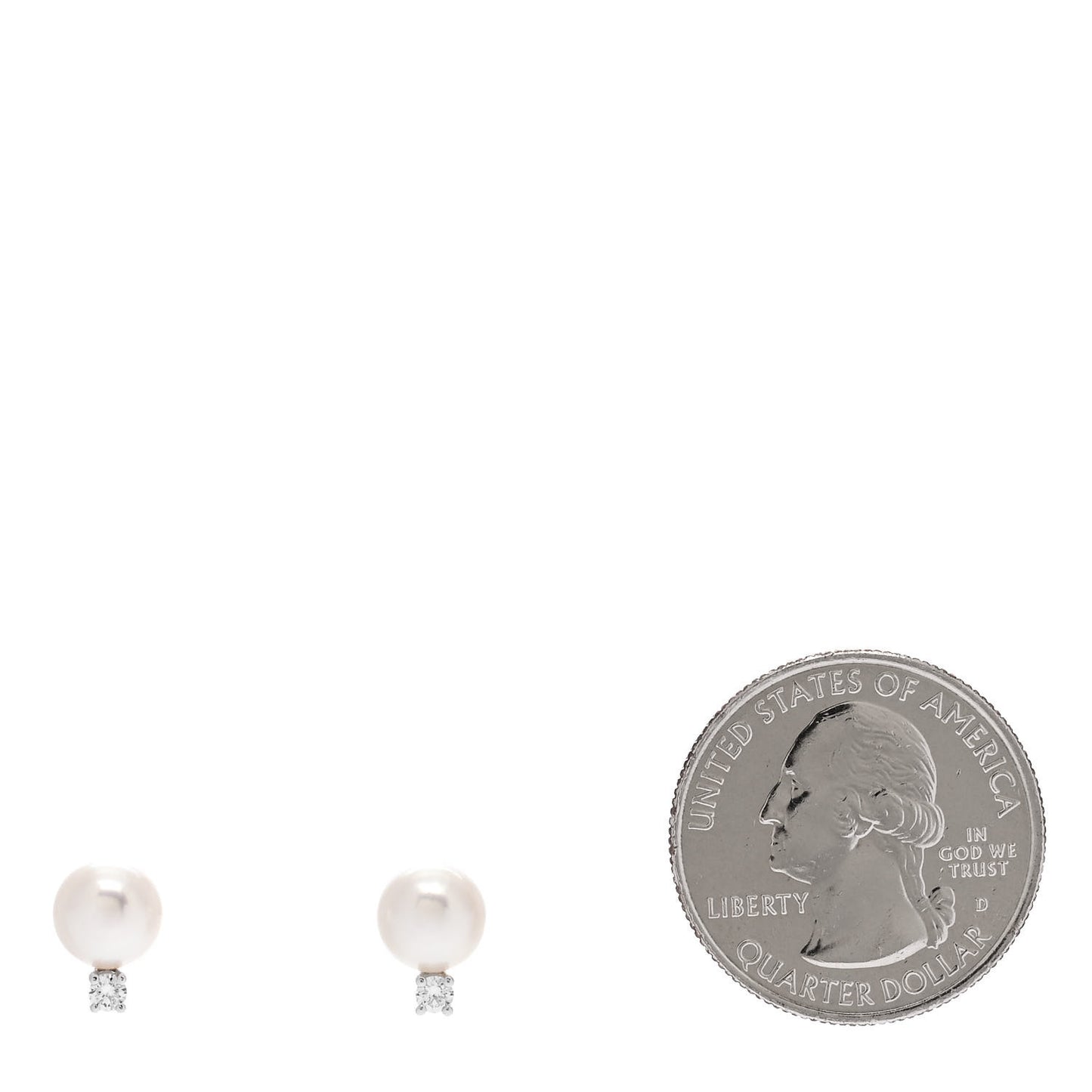 18K White Gold Diamond Akoya Pearl 7-7.5mm Stud Earrings