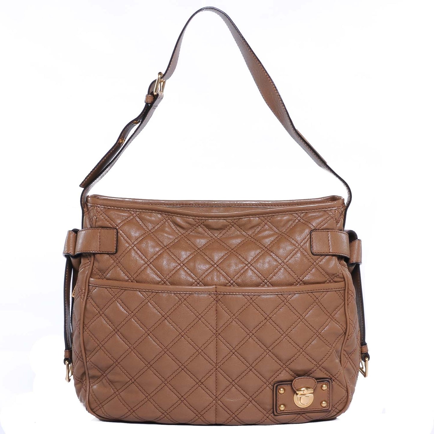 Leather Quilted Iris Hobo Taupe
