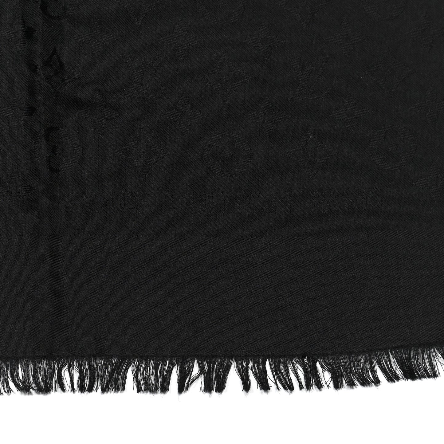 Silk Wool Monogram Shawl Black