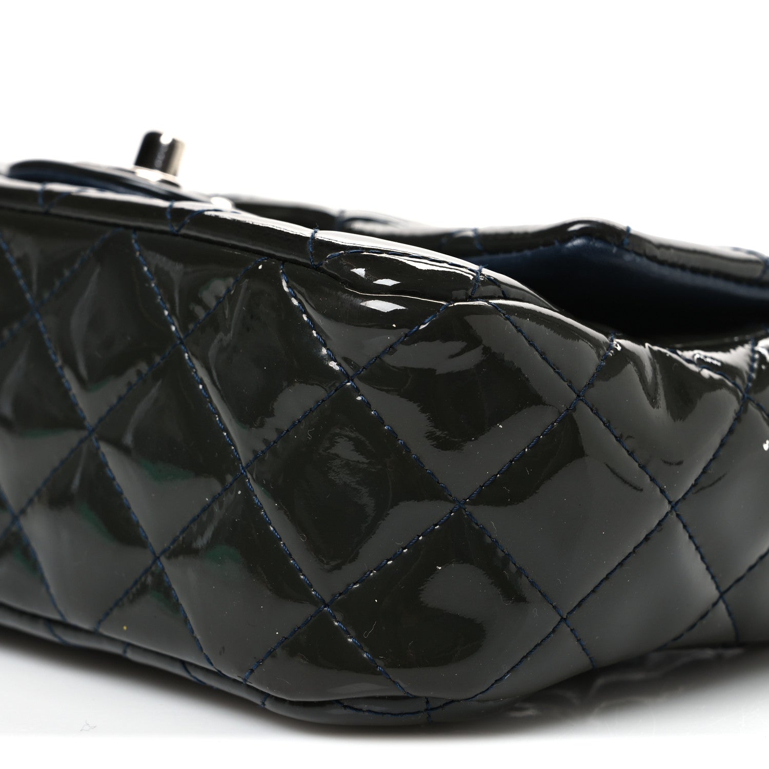 Chanel Patent Calfskin Quilted Mini Rectangular Flap Navy Blue 10 of 11