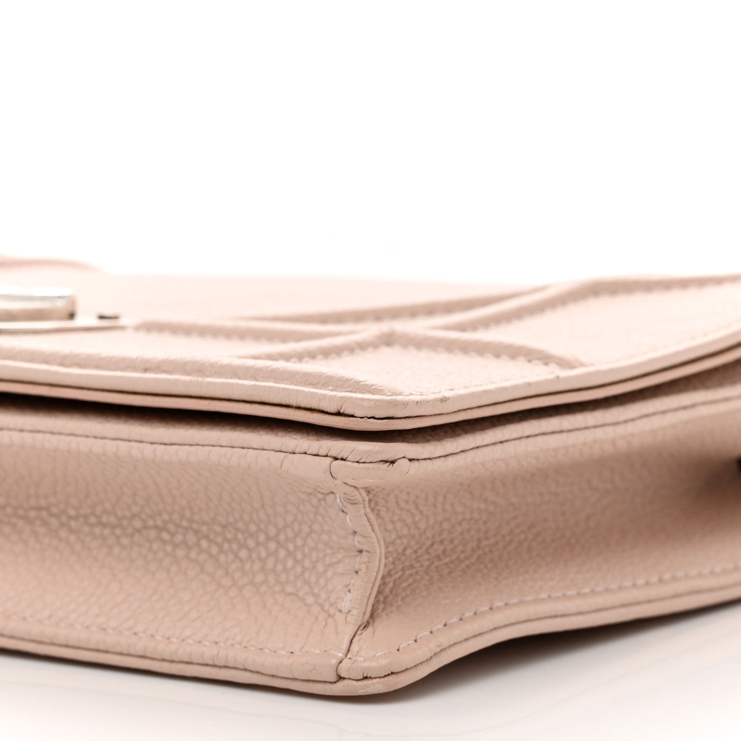 Grained Calfskin Diorama Wallet on Chain Pouch Nude