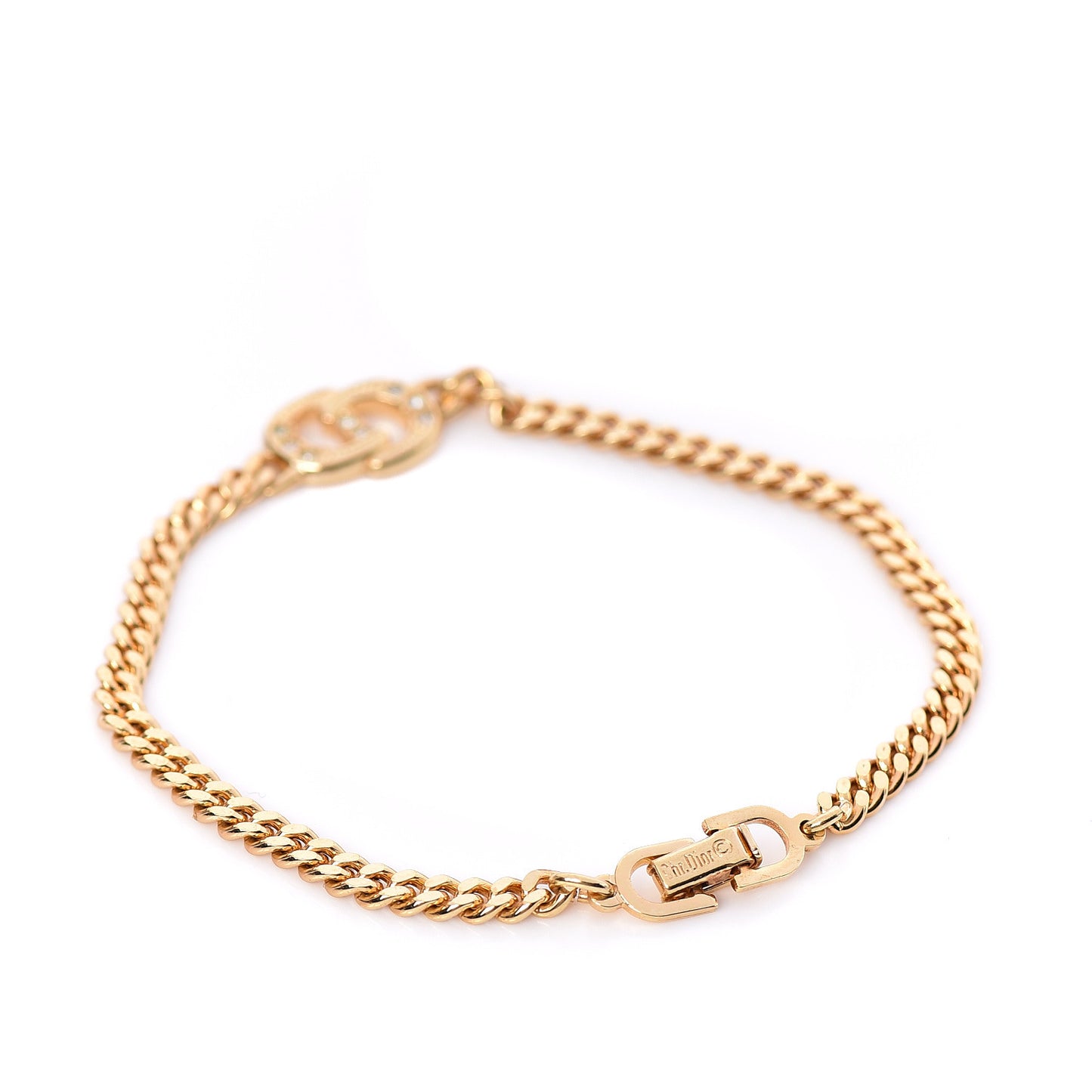 Crystal CD Chain Bracelet Gold