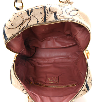 Prada X JAMES JEAN Cervo Lux Fairy Print Large Double Handle Boston Bag Prugna 5 of 12