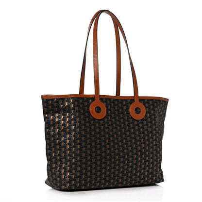 Moynat Grained Calfskin Canvas 1920 Oh! Tote Ruban MM Carbon Bronze Cognac 2 of 14