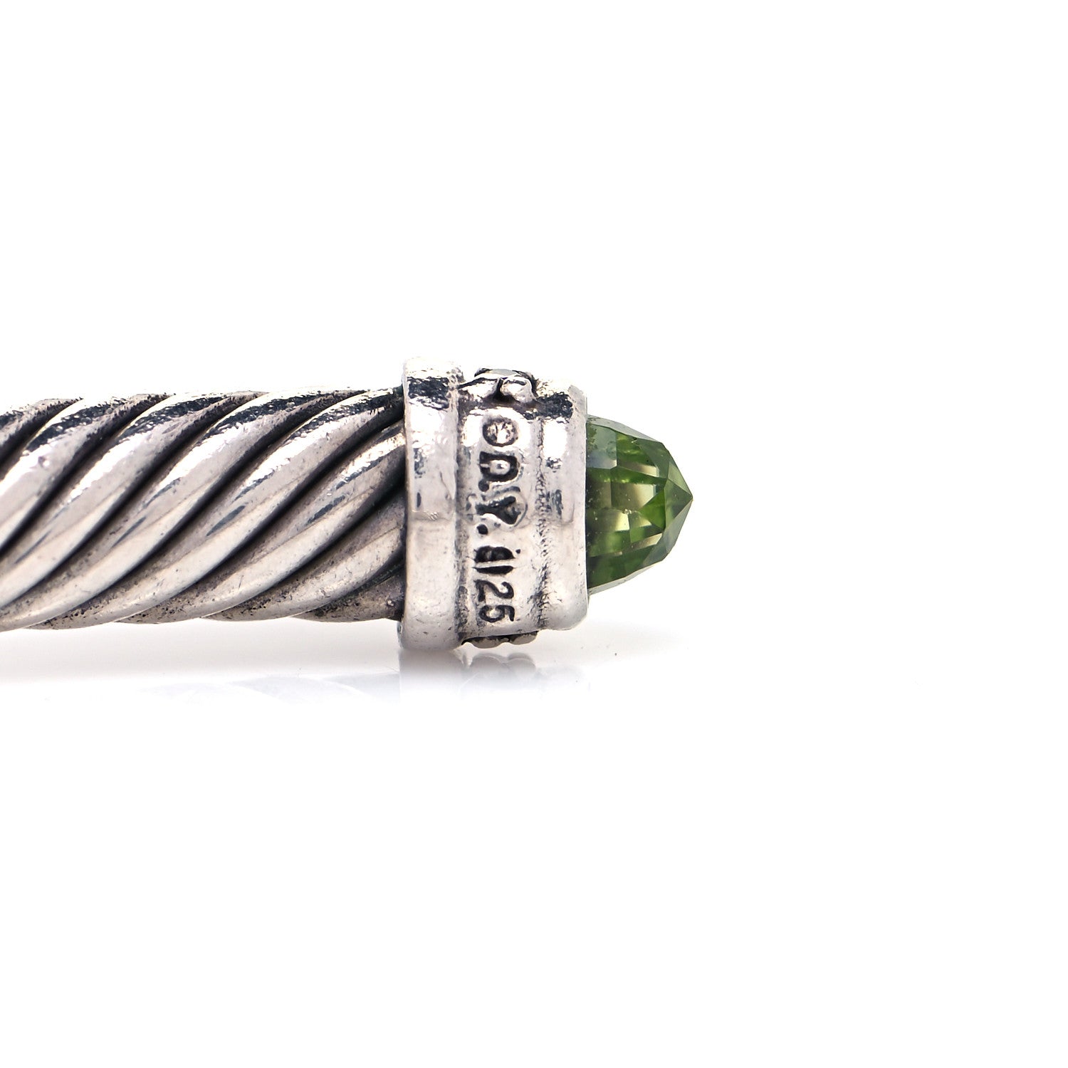 David Yurman Sterling Silver Diamond Peridot 5mm Cable Classics Bracelet 4 of 5